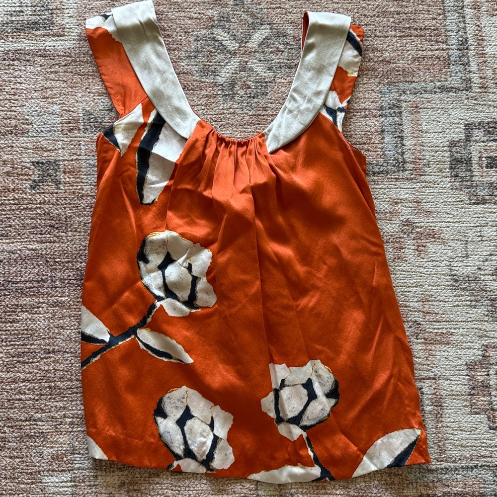 Mint Orange and White Floral Top